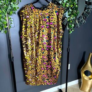Plus sized Ashley Stewart Sequin Animal Print Dress